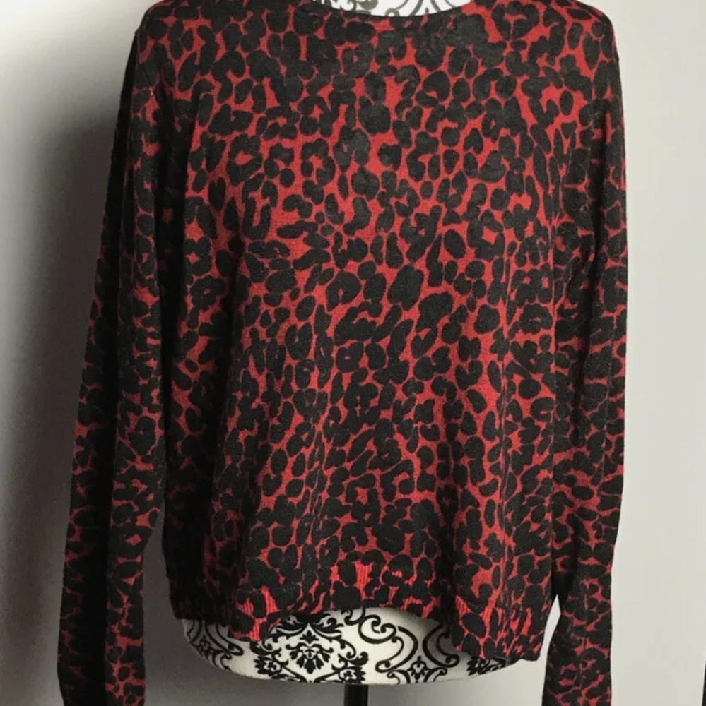 Bebe red black leopard print sweater